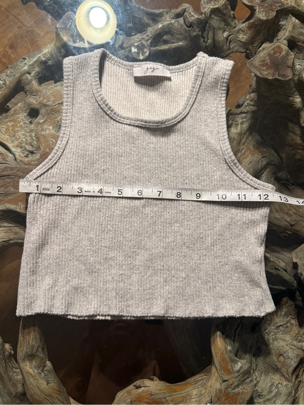 gaze Gray Ribbed Crop Tank - Picture 2 of 4